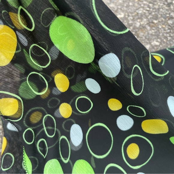 Y2K Abstract Neon Vintage Dress Women’s Small Retro Summer Outfit Green Yellow - Picture 4 of 6